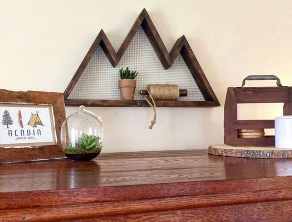 Wood Burned Mountain Shelf